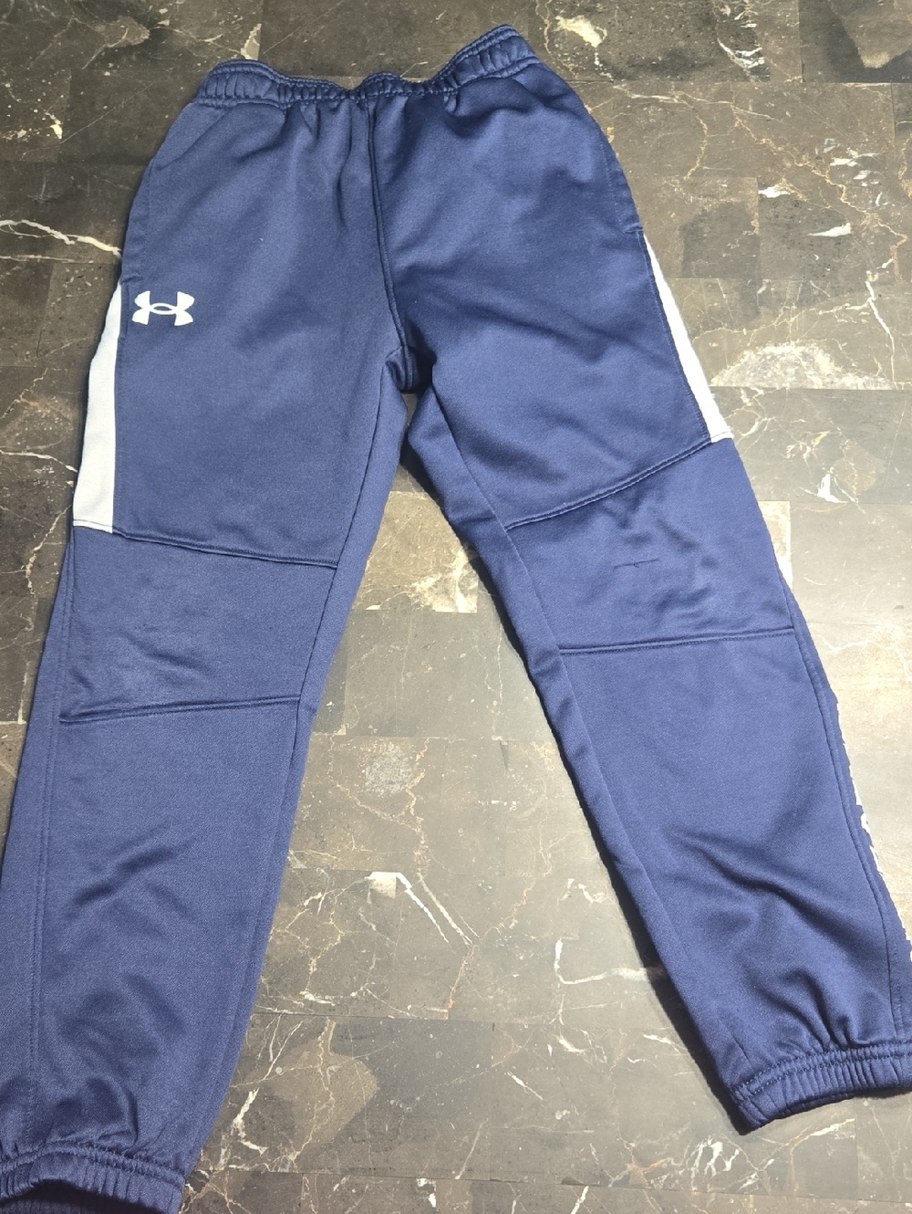 Under Armour Kids Navy Blue Jogger Pants with Gray Panels